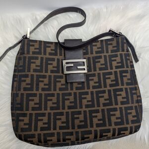 Fendi Brown FF Canvas Shoulder Bag